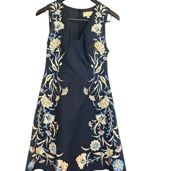 Moulinette Soeurs (Anthropologie) size 2 NWOT Navy Floral Embroidered Mini Dress - Picture 2 of 16